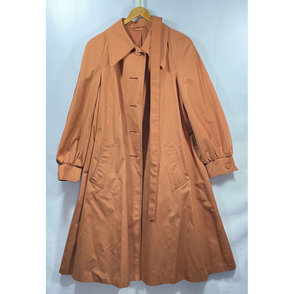 Your Sixth Sense Nino Polyester Cotton Trench Coat Size 42 W/ Belt Burnt Orange